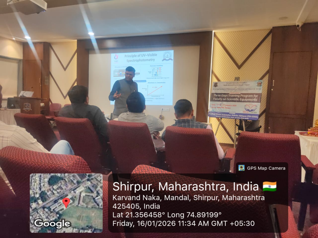The program was held from 15th to 17th January 2026 at HRPIPER, Shirpur, focusing on capacity building and hands-on exposure to advanced scientific equipment.